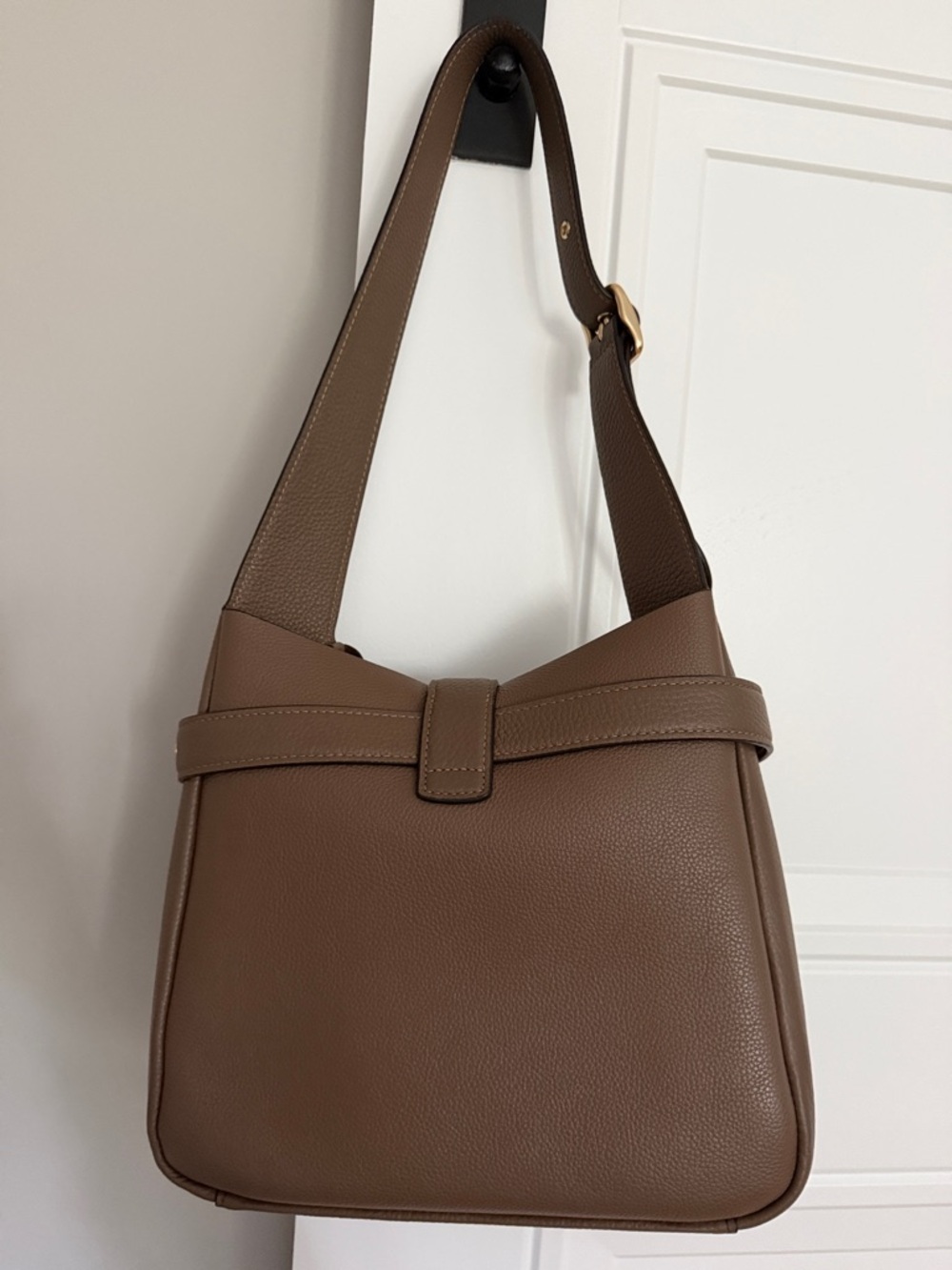 Coach Pebbled Leather Hadley Shoulder Bag in Taupe Brown with Gold Hardware - Picture 3 of 6